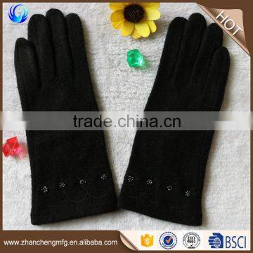 Factory Price Custom Fashion Ladies Black Handmade Wool Knitted Hand Gloves