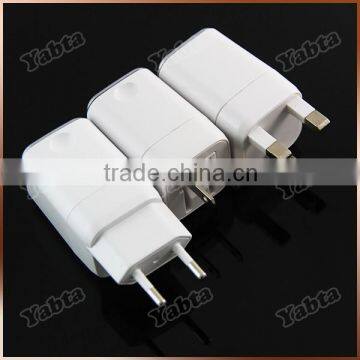 US UK EU Plug 5V 2.4A Dual USB Travel Charger White