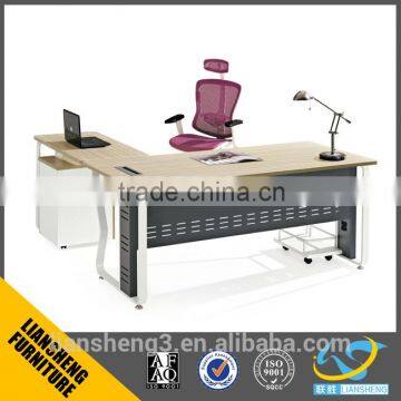 L sharp ash wood color melamine office manager table desk furniture