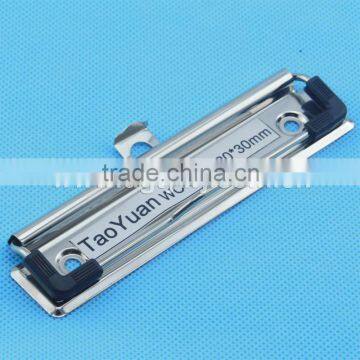 Hot sale 120mm metal clipboard clip with hanger and plastic angle bead