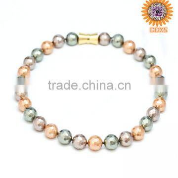 AAAA+ mix orange color round faceted mother pearl necklace