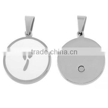 SRP0020 Wholesale Jewelry Supplies China Angel Ariel White Round Magnet Pendant Custom Stainless Steel Magnet Pendant