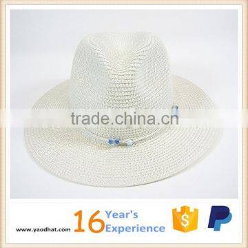 new cheap fashion wholesale good bead rope quality ribbon striped white paper panam custom party hot uniex straw hat