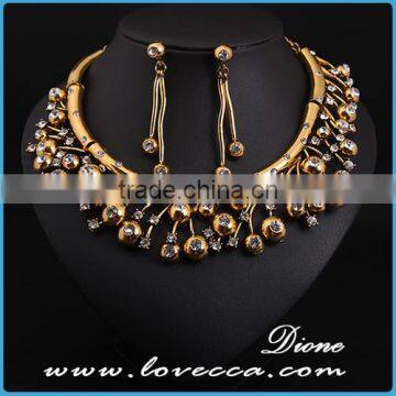 Best price new wholesale gold neck chain alloy jewelry set bridal wedding necklace