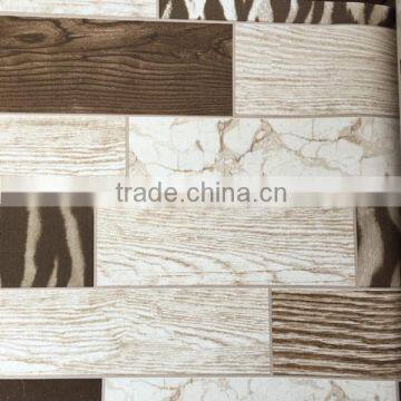 Modern minimalist three-dimensional environmental vinyl wallpaper with wood grain pattern