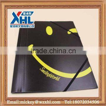 black and yellow color frosted pp elastic closure file folder