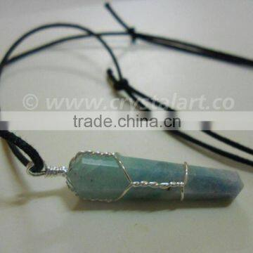 GREEN AVENTURINE DOUBLE TERMINATED SLIDER CORD PENCIL PENDANTS