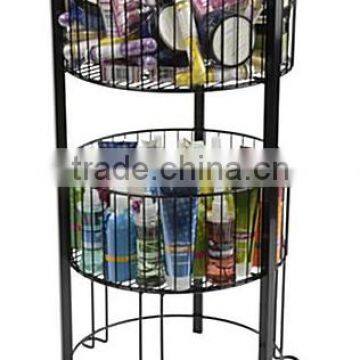 Round Tiered Wire Dump Bin, Floorstanding, 2 Baskets