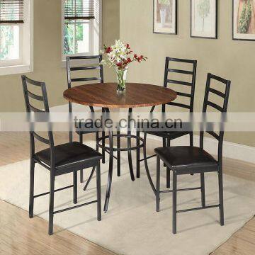 Modern design MDF W/PVC round top dining table set furniture