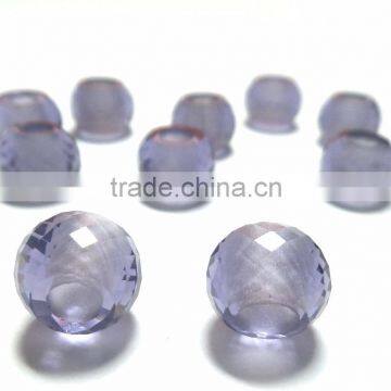 AAA Quality Purple Color Quartz Faceted Handmade Big Hole Round Ball Beads