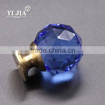 Light Blue Old Fashion Brass Metal Cabinet Handles Kitchen Glass Knobs photo-3