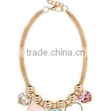 New fashion chain necklace with heart pandants and beads