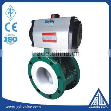 pneumatic double flange fluorine butterfly valve