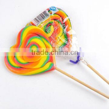 Individual Wrapped Fruit Flavour Sweets Flat Swirl rainbow heart shape lollipop