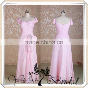 RSE242 Cap Sleeve Side Slit Peach Color Chiffon Bridesmaid Dress Patterns 2014