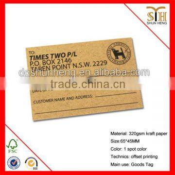 2014 the newest designed fashionable custom recyclable Kraft paper hang tags for clothing