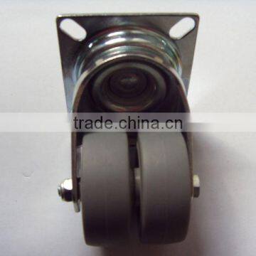 gray elastic rubber twin-wheel castor