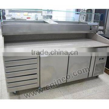 Marble Top And Professional Stainless Steel Pizza Prep Table/pizza Display Refrigerator/refrigerated Pizza Counter photo-6
