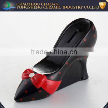 Wholeasale Ceramic high heel shoe piggy bank for gift