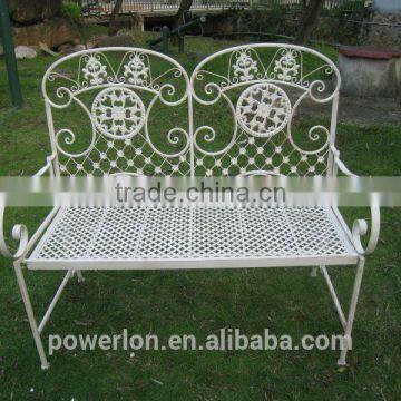 Antique Folding Bench Shabby Chic Style Metal Garden Furniture