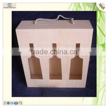Unfinished Hinge 3 Bottles Wooden Wine Gift Box photo-4