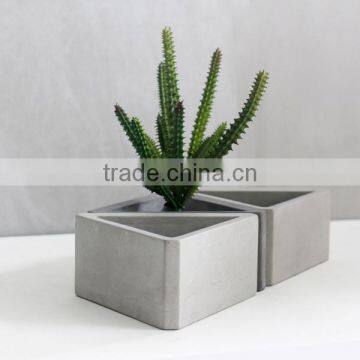 Triangle Shape Plain Concrete Interior Waterproof Bare Concrete Flower Pot photo-2