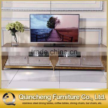 Gold led tv stand furniture stainless steel tv table