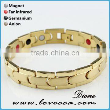 In Stock Stainless Steel Energy Jewelry Double Row Energy Element Silver Gold Plating Bio Magnetic Bracelet photo-6