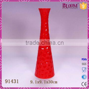 Red glazed ceramic tall vases for wedding centerpieces