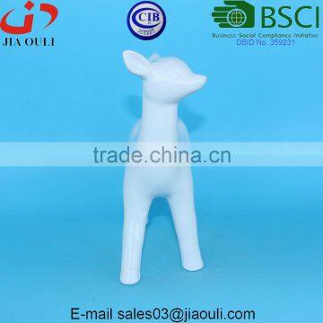 Christmas decorative glazed White Ceramic standing Deer for home decor