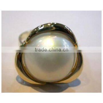 Gold Wedding Genuine Freshwater Pearl Ring Tahitian Pearl Ring photo-3