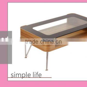 High Quality Living Room Furniture Side Modern Wooden Glass Coffee Table photo-5