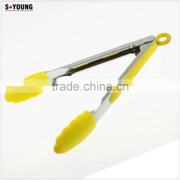 14017 Kitchen and Barbecue Grill Tongs Silicone BBQ Cooking Stainless Steel Locking Food Tong Salad Tongs photo-2