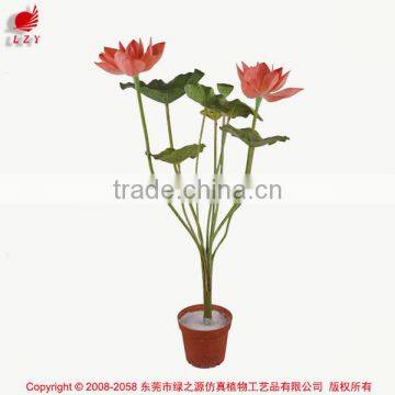 Nearly Nature Artificial 2 Flower Group of Lotus in Pot Bonsai Plant for Indoor Decoration photo-2