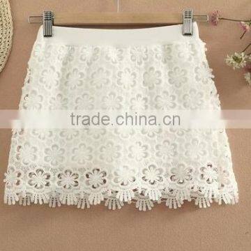 Hot selling lace hip render sexy skirt white color