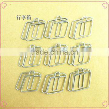 Funny cute travelled box shape metal paper clips for promotion