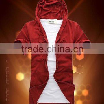 Dery high quality men's short sleeve hoodie made In China 2015