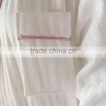 Tow Colors Hotels Unisex White Thick Absorbent Soft Cotton Robe Winter Long Sleeve Bathrobes Women Warm Stripe Waffle Bathrobes photo-4