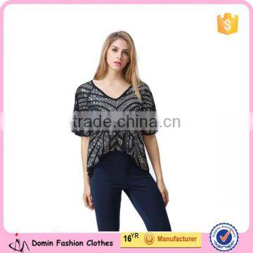 new design ladies heavy sequin embroideried embellishment beaded top Women Blouse