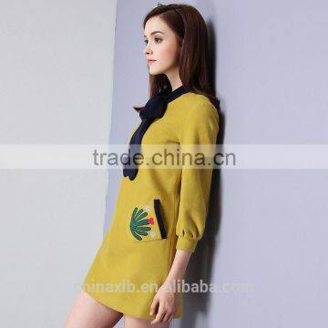 Long Sleeve Formal Clothing Women Wear Cotton Custom Winter Dresses for Women 2017 photo-2