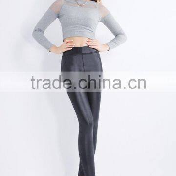 Best Selling Girl Warm Black PU Leather Pants Winter Trousers Customized photo-2