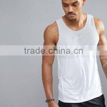 High Quality New Design Custom Grey White Color Gym Wear Comfortable 100% Polyester Micromesh Fashion Men's Sport Dry Fit Vest