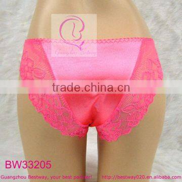 Sexy Satin Panties for Women With Front Top and Back Part Lace Decorated Satin Bikini Panties for Your Girls Women Ladies Cheap photo-5