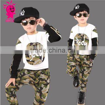 Wholesale 2 pcs boy camo set in children clothes,gentleman boys sets