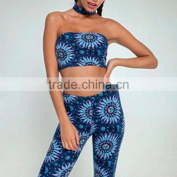 Custom 3 Pieces Leggings 90% POLYESTER 10% ELASTANE Sexy Bikini Pants Sublimation Print Summer Set photo-2