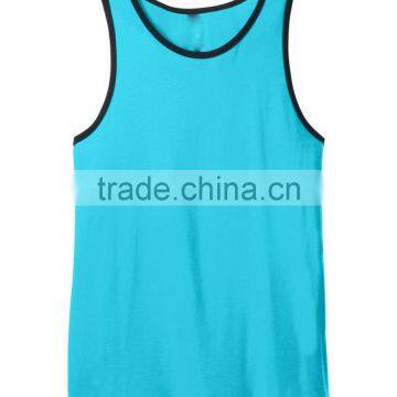 Contrast Piping 100% Cotton Mens Tank Top photo-2