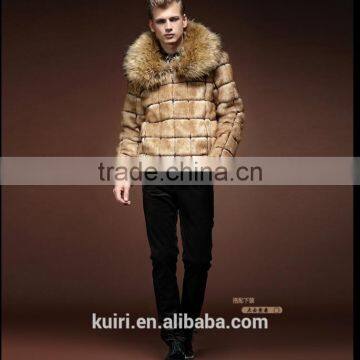 Super Quality Man's Fox Fur Coat With Raccoon Fur Collar Jackets Printed Man's Faux Fur Jackets Short Coat photo-4
