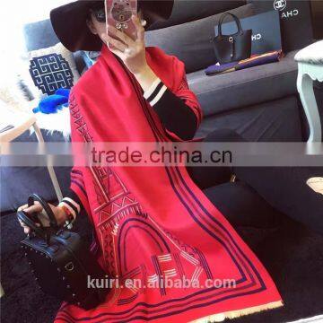 Scarf Brand Women Cashmere Shawl Pink Sailboat Printed Winter Warm Ladies Femme Female Pashmina Design Silk Cape photo-4