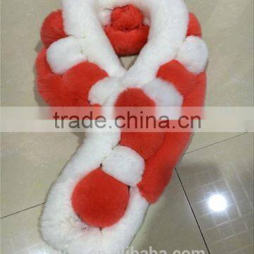 2016 New Genuine Rex Rabbit Fur Scarf Fur Wraps Muffler Fur Balls Warmer for Winter Shawls Scarf photo-5