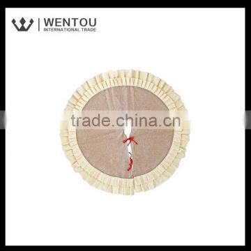 Wholesale Double Ruffles Burlap Christmas Tree Skirt photo-2